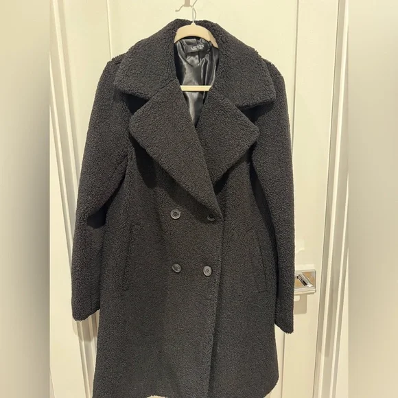 Ralph Lauren faux fur black coat. Women’s Sherpa jacket large L small lining fix - Picture 11 of 11